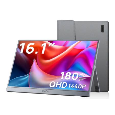 ARZOPA Z3FC 16.1'' 180Hz 2560x1440 QHD Portable Gaming Monitor Bundle