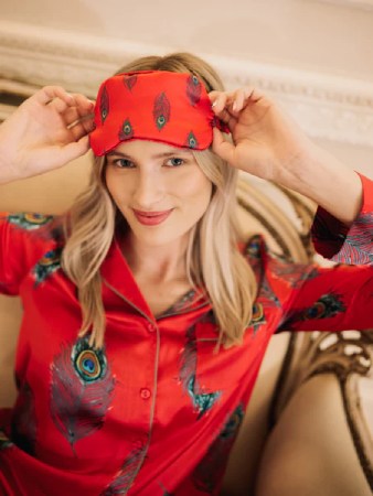 Their Nibs Satin Eye Mask Red Peacock