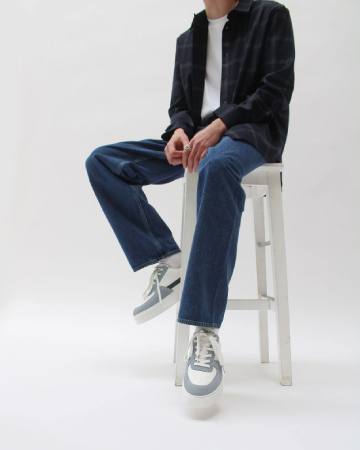 SANS MATIN Sky & Denim Blue Nubuck & White Leather